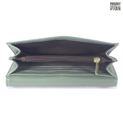 THE CLOWNFISH Laura Collection Womens Wallet Clutch Ladies Purse with multiple card slots (Pistachio Green)