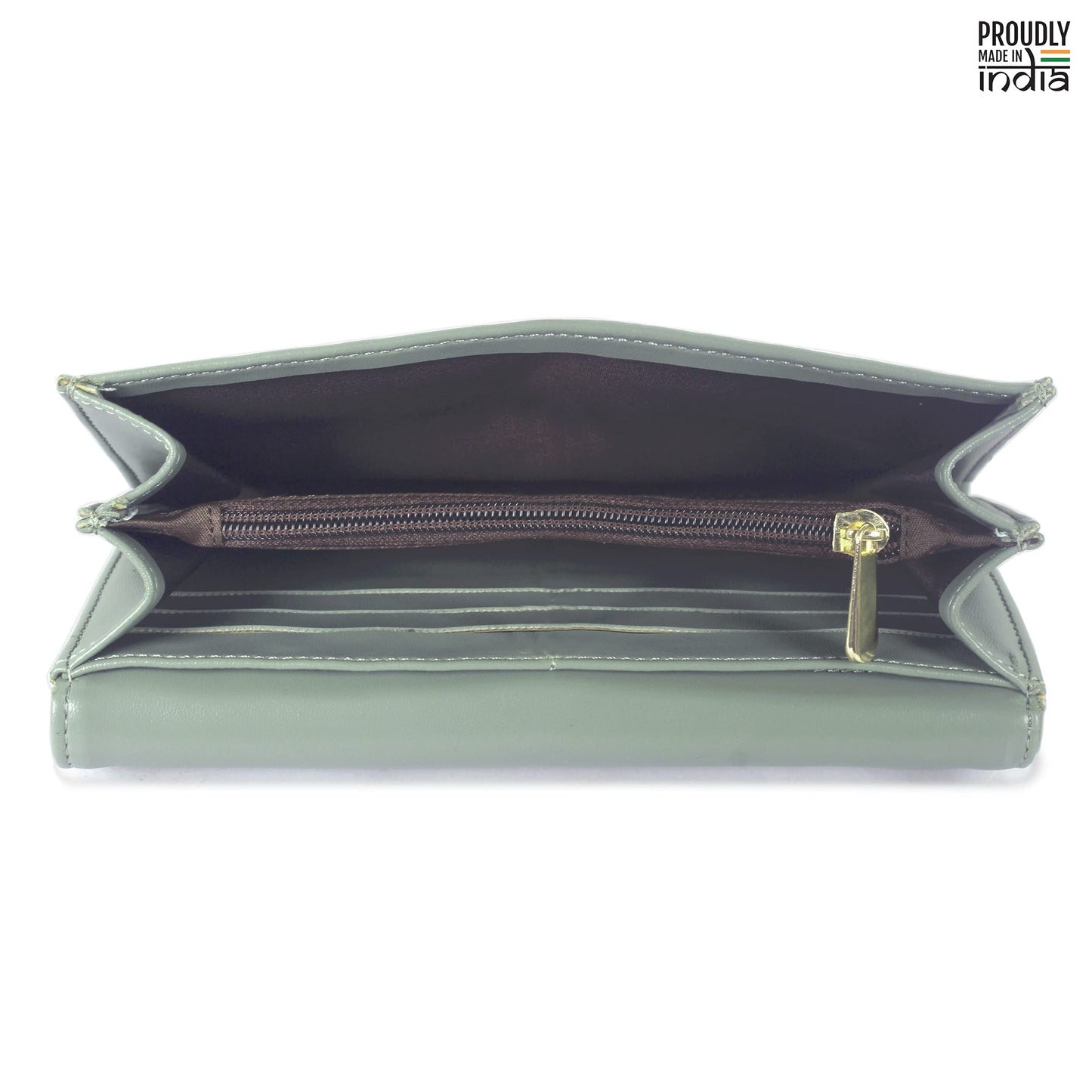 THE CLOWNFISH Gracy Collection Womens Wallet Clutch Ladies Purse with multiple card slots (Pistachio Green)