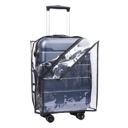 THE CLOWNFISH Jeffrey Luggage Polycarbonate Hard Case Suitcase Four Wheel Trolley Bag with Transparent PVC Protective Cover Waterproof for 20 inch Trolley - Blue (Small size,55 cm)