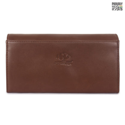 THE CLOWNFISH Gracy Collection Womens Wallet Clutch Ladies Purse with multiple card slots (Brown)