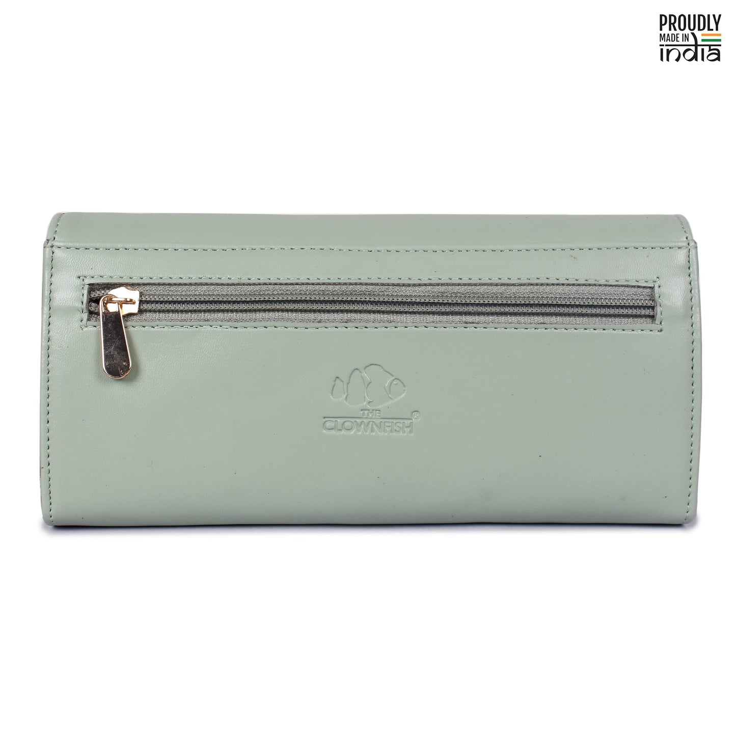 THE CLOWNFISH Ivana Series Womens Wallet Clutch Ladies Purse Sling Bag with multiple card slots (Pistachio Green)