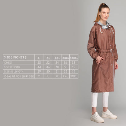 THE CLOWNFISH Raincoats for Women Waterproof Reversible Double Layer. Brilliant Pro Series (Brown, XXXX-Large)