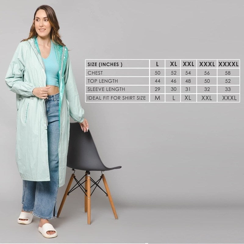 THE CLOWNFISH Raincoats for Women Rain Coat for Women Longcoat Raincoat for Ladies Waterproof Reversible Double Layer. Aquashield Series (Pista Green, XX-Large)