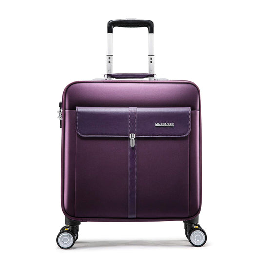 THE CLOWNFISH Luxury Unisex Faux Leather 8 Wheel Travel Luggage Suitcase and Laptop Roller Case (Purple)