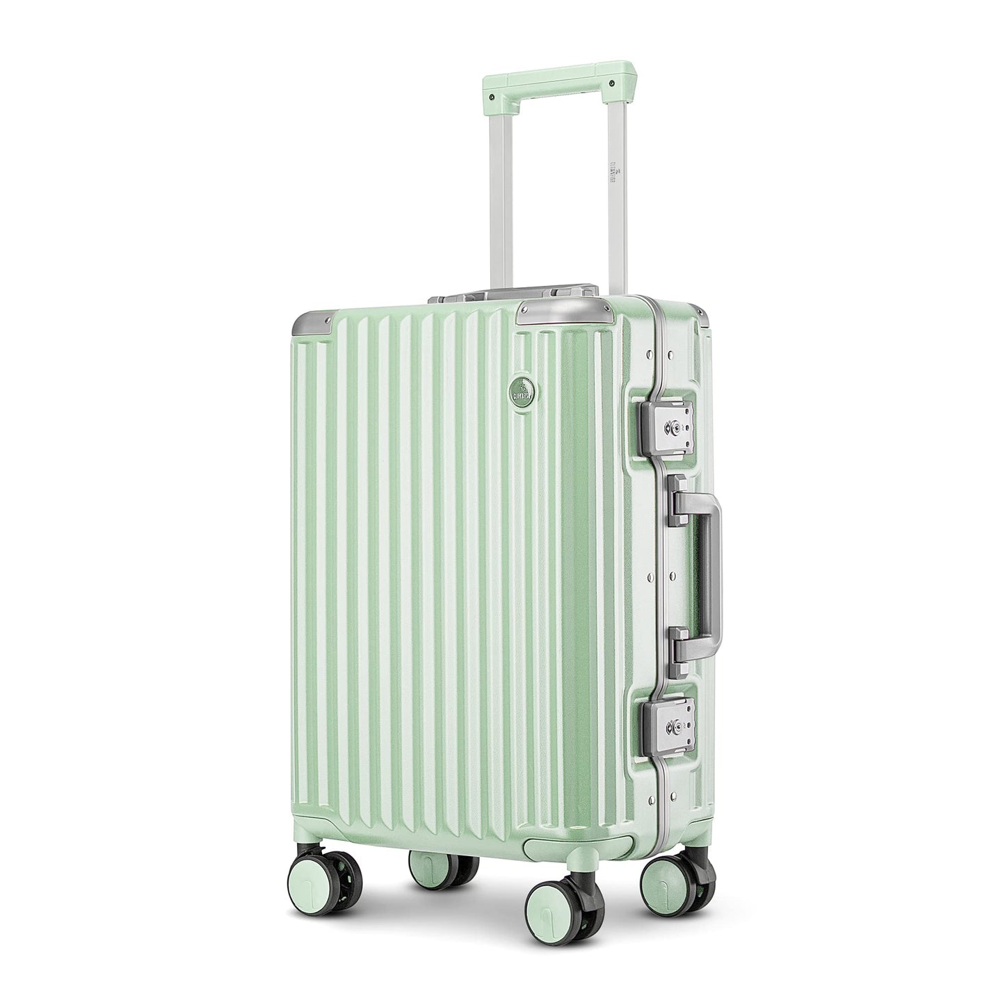 THE CLOWNFISH Stark Series Luggage PolyCarbonate Hard Case Suitcase Eight Wheel Trolley Bag with Double TSA Locks- Pistachio Green (Small size, 57 cm-22 inch)