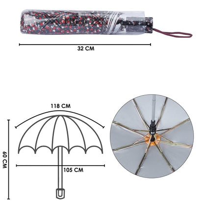 THE CLOWNFISH Umbrella Splash Series 3 Fold Auto Open Waterproof Water Repellent 190 T Immitation Nylon Double Coated Silver Lined Umbrellas For Men and Women (Maroon)