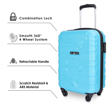 THE CLOWNFISH Abs Arsenio Series Luggage Abs Hard Case Suitcase Four Wheel 4 Spinner Wheels Trolley Bag - Sea Green (55 Cm, 22 Inch), Blue, Small