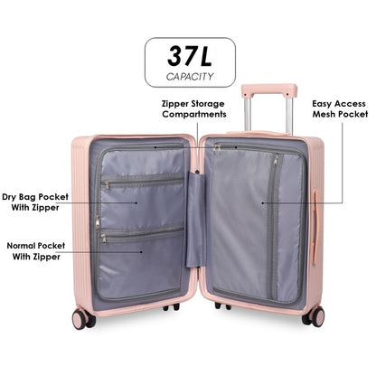 THE CLOWNFISH Cabin Trolley Bag | ABS/Polycarbonate | TSA Lock 8 Wheels 360 Rotation Cup Holder USB Port Laptop Compartment | Pink