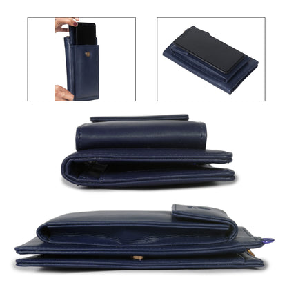 THE CLOWNFISH Adora Women Wallet/Sling Bag With Front Phone Pocket (Navy Blue)