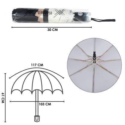 THE CLOWNFISH Umbrella 3 Fold Auto Open Waterproof 190 T Polyester Double Coated Silver Lined Umbrellas For Men and Women (Printed Design- Green)