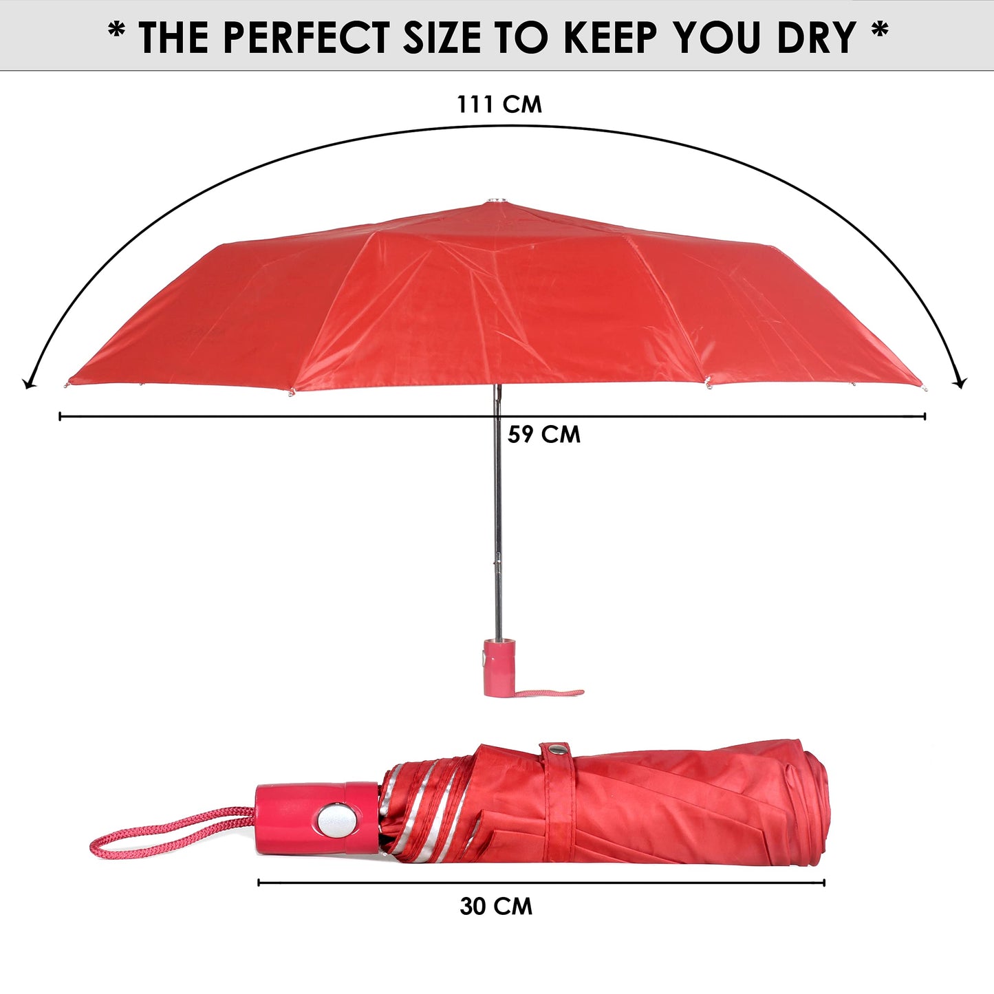 THE CLOWNFISH Umbrella 3 Fold Auto Open Waterproof 190 T Polyester Double Coated Silver Lined Umbrellas For Men and Women (Dark Orange)