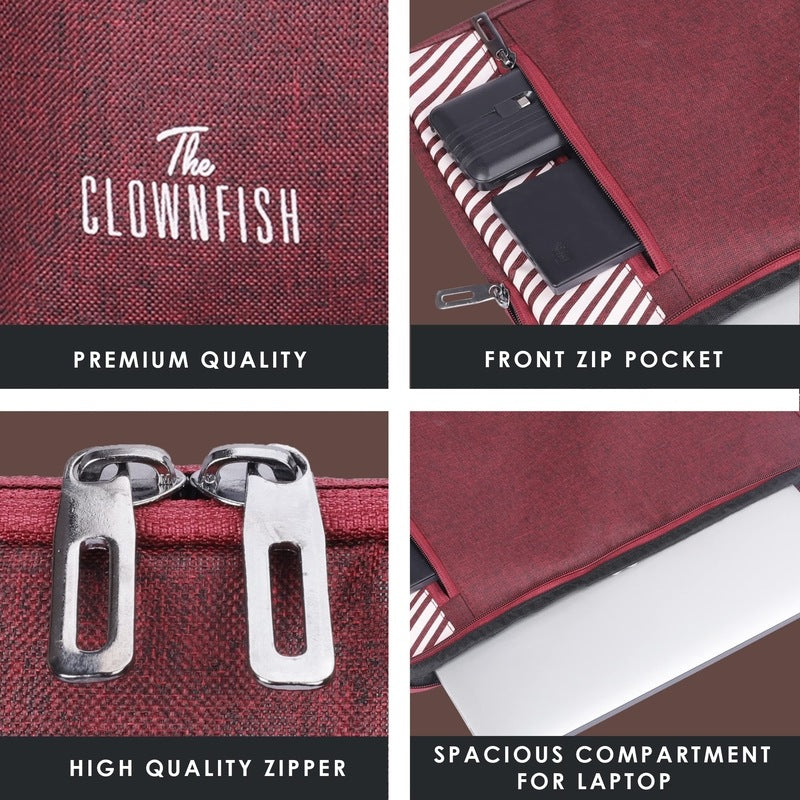 THE CLOWNFISH Algo Series Polyester Unisex 13 Inch Laptop Bag Tablet Case (Maroon)