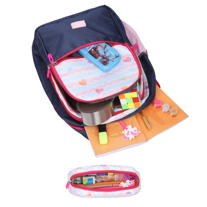 The Clownfish Edutrek Series Printed Polyester 36 L School Backpack with Pencil/Stationery Pouch School Bag Front Zip Pocket Daypack Picnic Bag For School Going Boys & Girls Age-10+ years (Blush Pink)