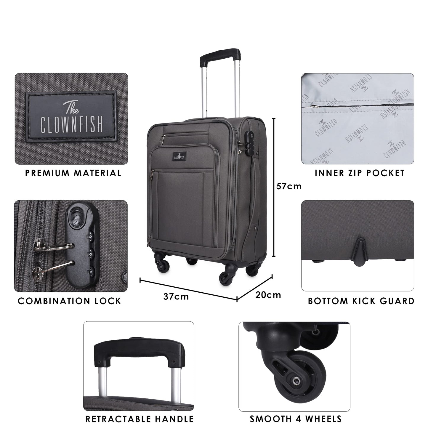 Jarek Series  Cabin Luggage Grey (Small)