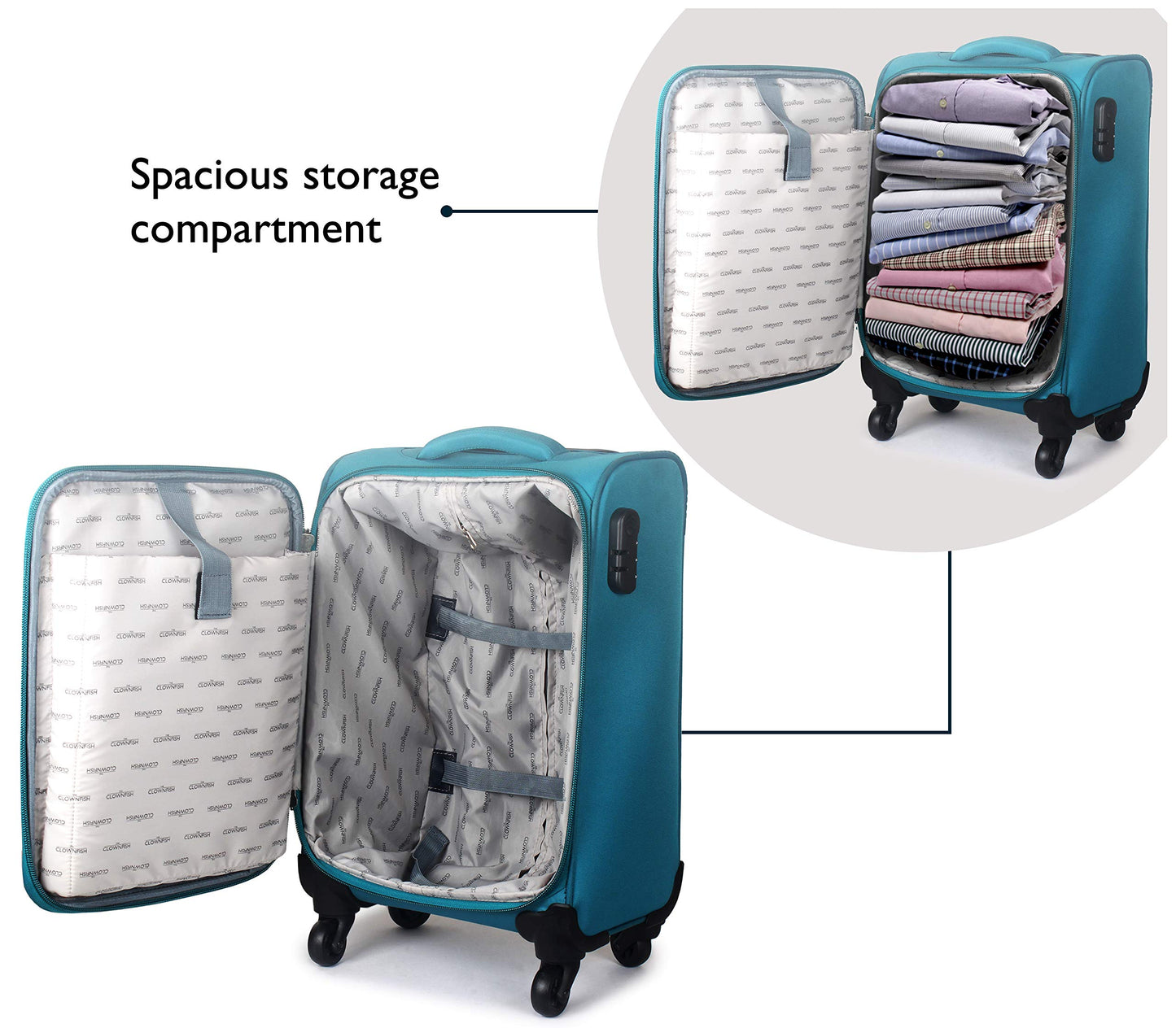 THE CLOWNFISH Tourer Series Polyester 28 Inch Turquoise Softsided Suitcase Luggage Trolley Bag