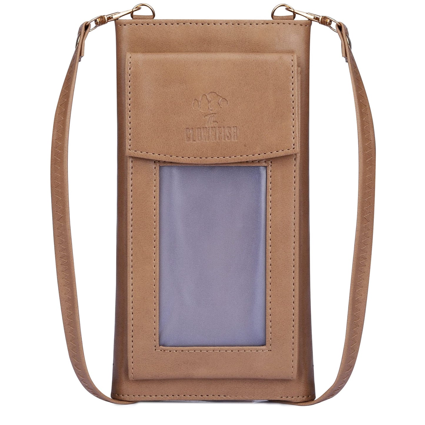 THE CLOWNFISH Winslet Ladies Wallet Womens Sling Bag with Transparent Front Mobile Pocket (Light Brown)