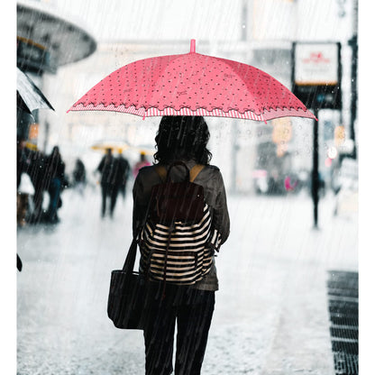 THE CLOWNFISH Umbrella 2 Fold Auto Open Waterproof Pongee Umbrellas For Men and Women (Heart Print- Blush Pink)