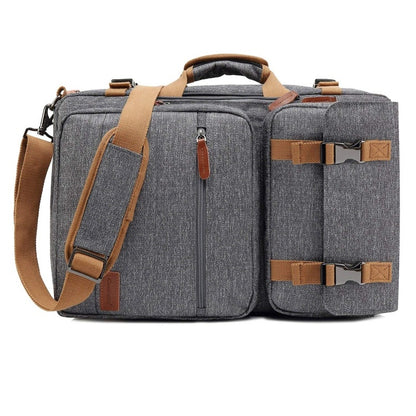 CoolBELL 3 in 1 Convertible Unisex Business Briefcase Backpack for 17.3 inch laptop Travel Rucksack Multi-Functional Handbag with Leather Logo and Pullers (Grey)