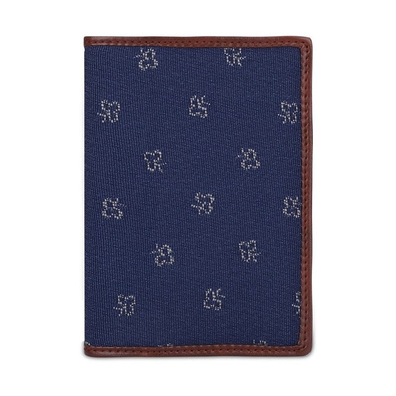 THE CLOWNFISH Glamour Fold Series Tapestry Fabric & Faux Leather Unisex Passport Wallet Travel Document Organizer (Blue-Spade Design)