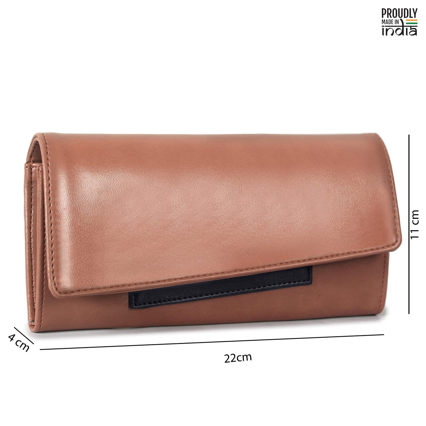 THE CLOWNFISH Gracy Collection Womens Wallet Clutch Ladies Purse with multiple card slots (Apricot)