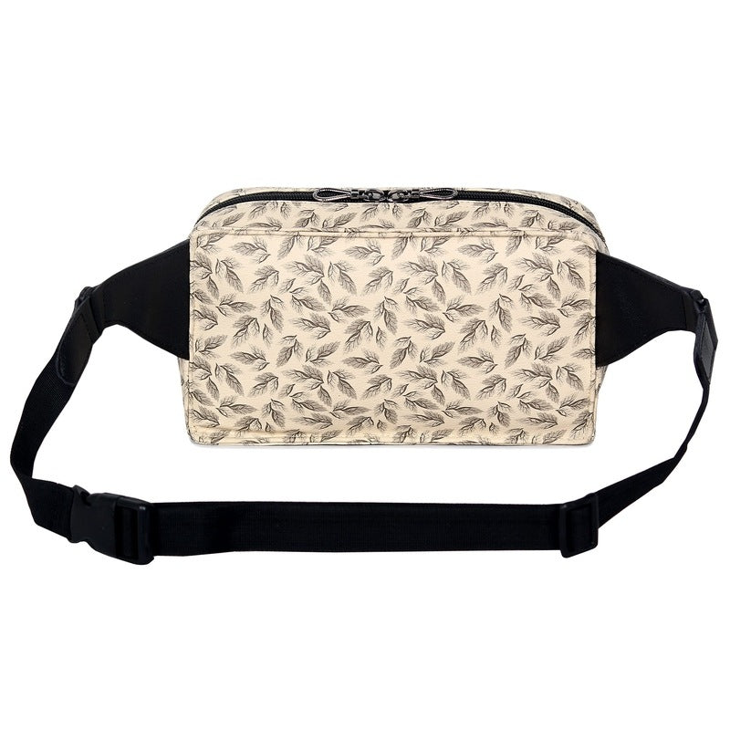 The Clownfish Aspen Faux Leather Waist Bag Travel Pouch Crossbody Chest Bag with Adjustable Strap (Cream)