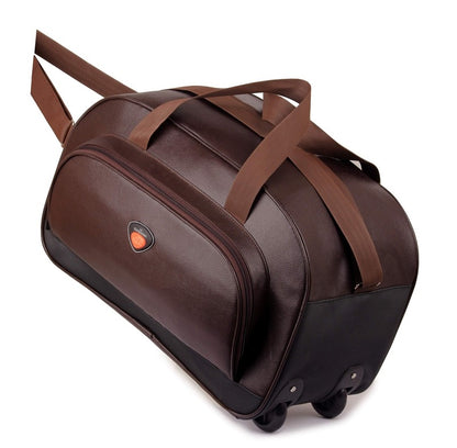 The Clownfish Troy 40 liters Polyester Travel Duffle Trolley, Duffel Bag with Wheels (Brown)