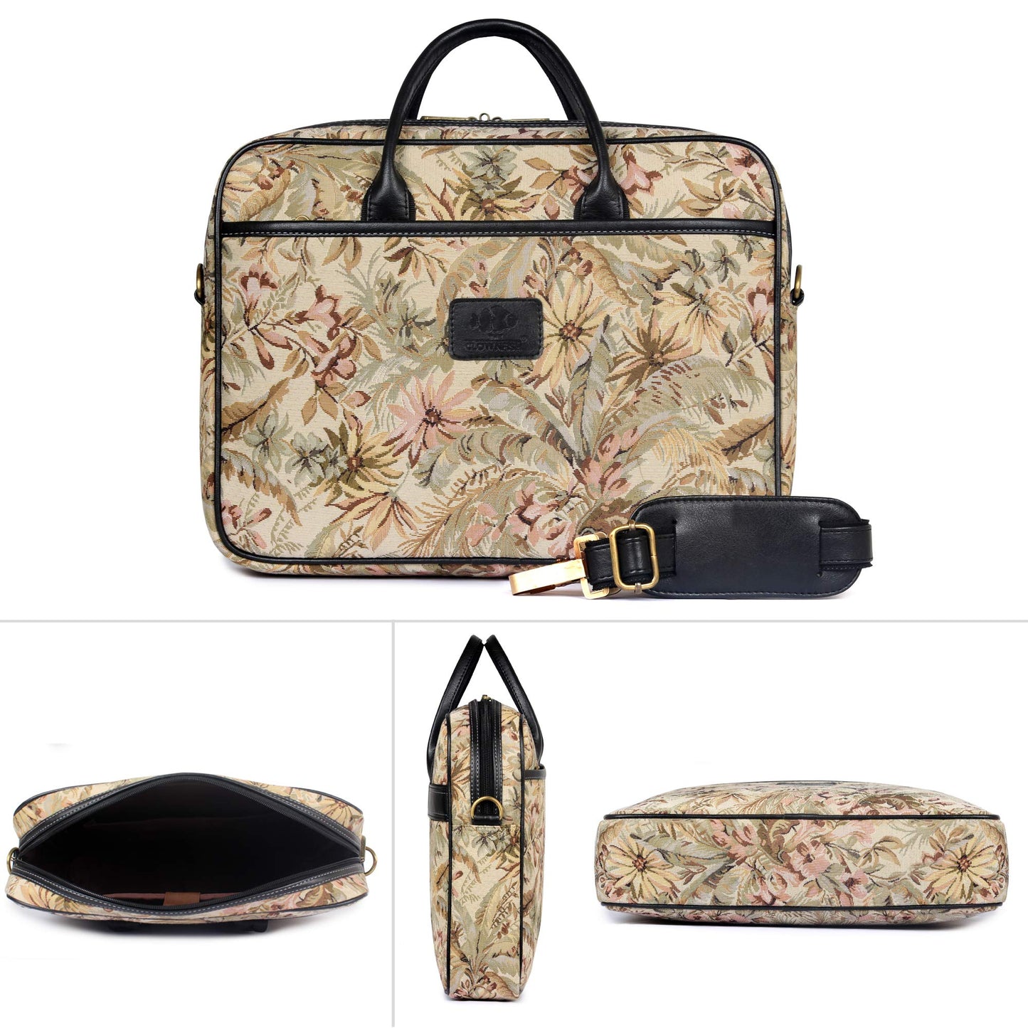 THE CLOWNFISH Nolana Tapestry Women's Laptop Briefcase for 14 inch laptops (Cream)