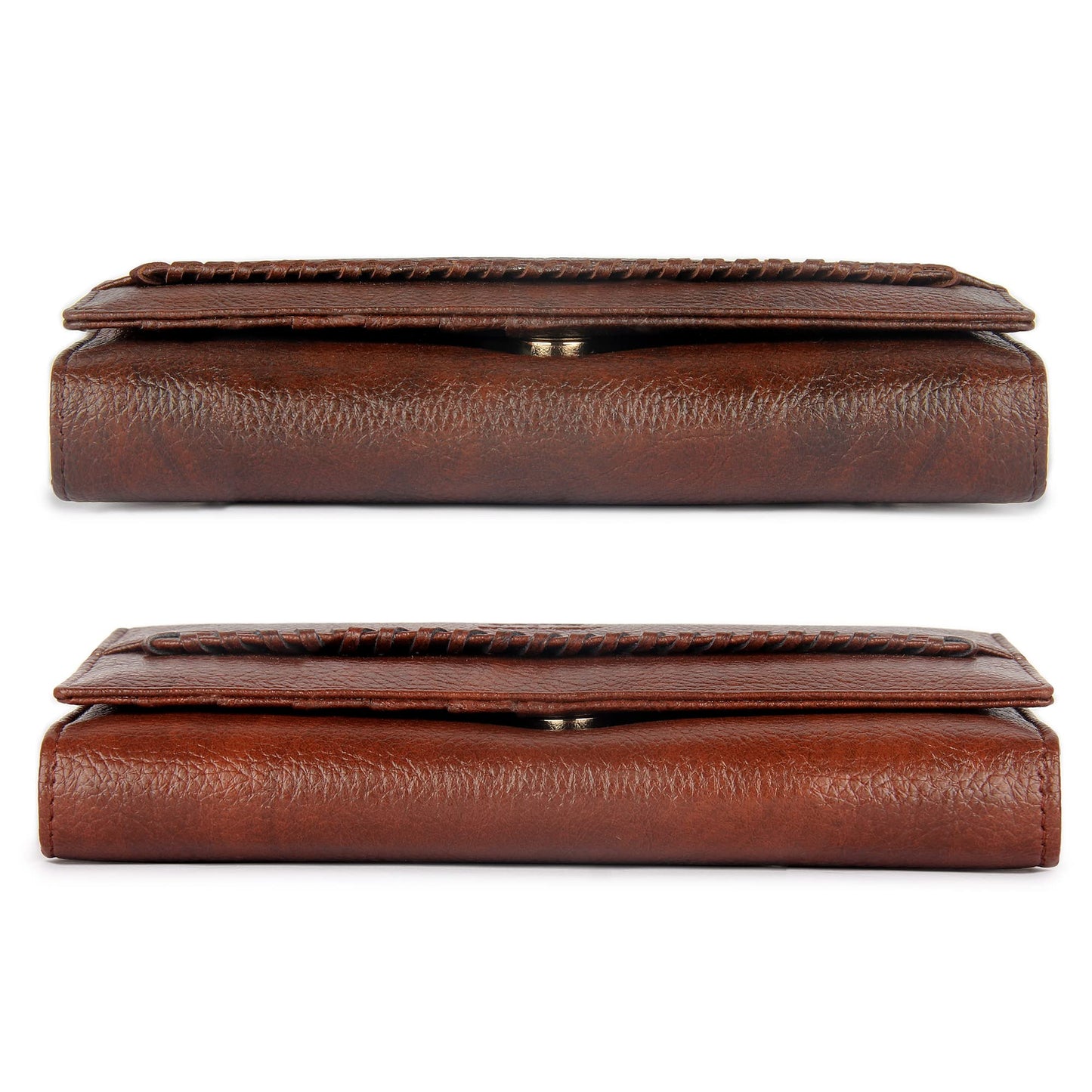 THE CLOWNFISH Combo of 2 Faux Leather Women's Wallet with attractive Front Design (Brown)