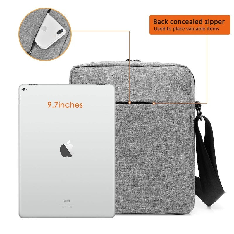 THE CLOWNFISH Single Shoulder Unisex Water Resistant Polyester 10.6 inch Tablet Bag Sling Bag with External USB Interface (Grey)