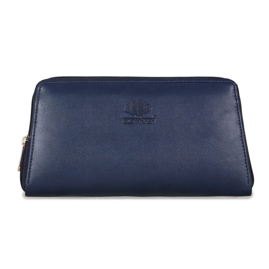 THE CLOWNFISH Evelyn Collection Womens Wallet Clutch Ladies Purse with multiple card slots (Navy Blue)