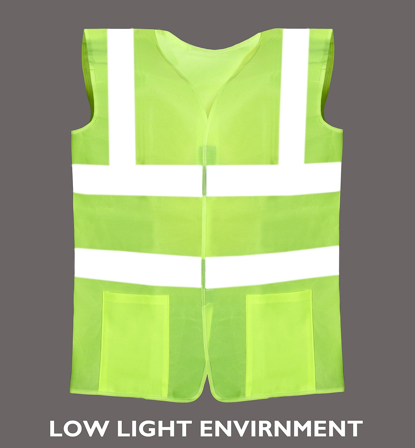 THE CLOWNFISH Pack Of 10 Hi-Vis Reflective Safety Vest Unisex Polyester Workwear Jacket Safety Coat with Reflective Tape for Traffic Sports Construction Site (XL, Green)