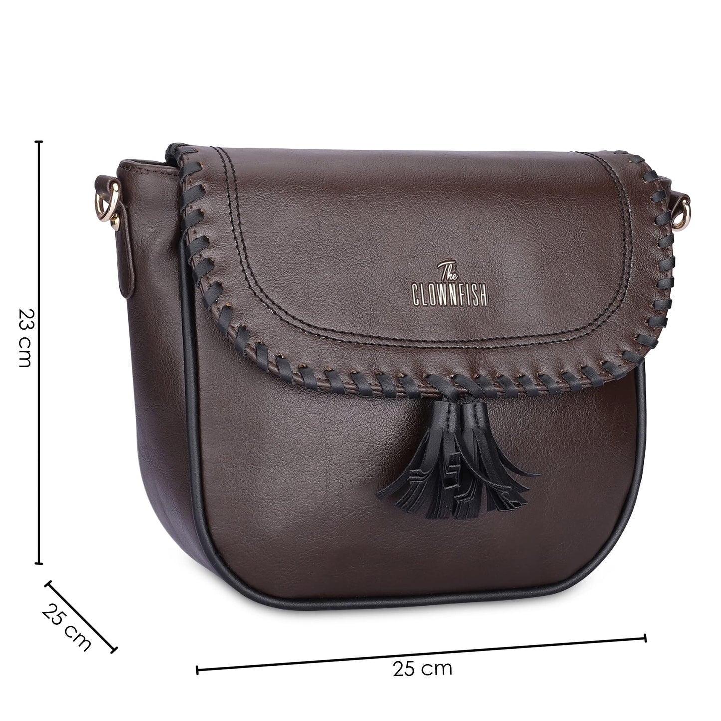 THE CLOWNFISH Rochelle Series Faux Leather Sling Bag for Women Snap Flap Closure Style Casual Single Shoulder Bag For Ladies Crossbody Bag for College Girls (Dark Brown)