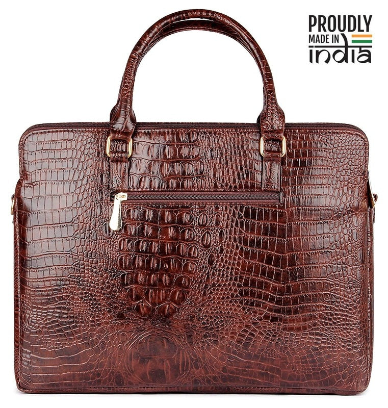 THE CLOWNFISH Crocadila Women Messenger Bag Handbag Briefcase,Laptop Bags for Women, Laptop Bags, Laptop Messenger Bag(Rust)