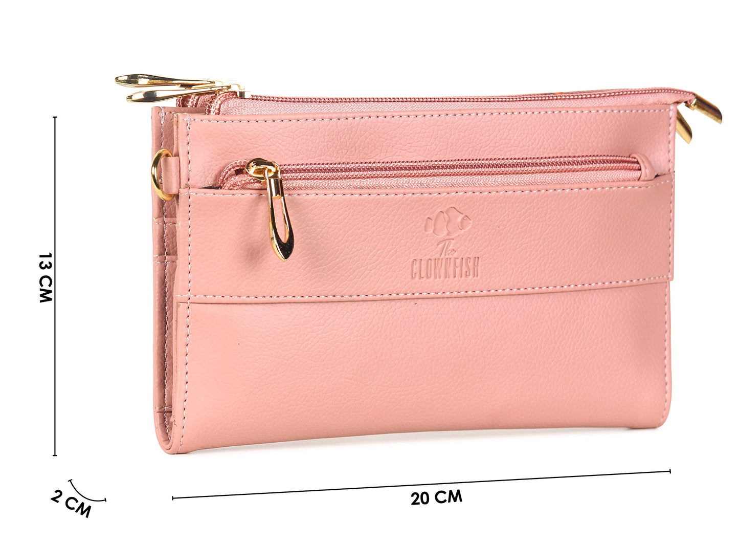 THE CLOWNFISH Priscilla Collection Womens Wallet Clutch Sling Bag Ladies Purse with Multiple Card holders (Pink)