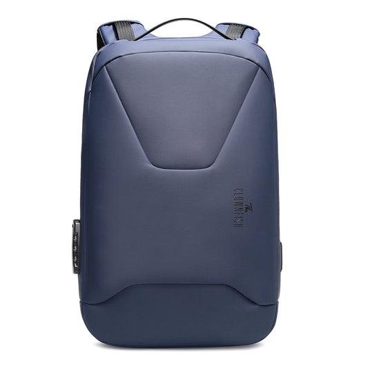 THE CLOWNFISH Water Resistant Anti-Theft Travel Laptop Backpack with USB Charging and Password Number Lock (Blue)