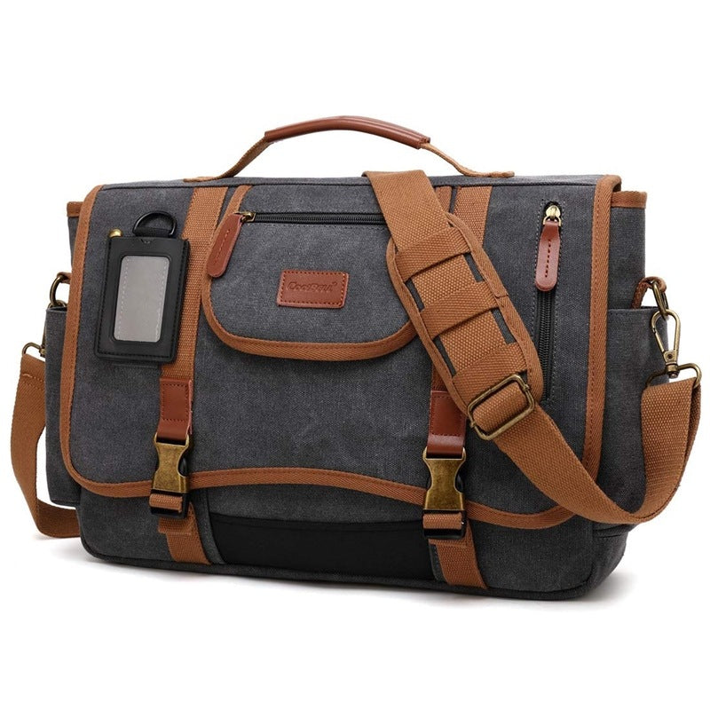 Clownfish Laptop Messenger Bag | Canvas Material | Water Resistant Unisex Laptop Messenger Bag| Office Laptop Messenger | Laptop Bag for Men's & Women's | 15.6 inch | 11 ltr Capacity | Grey