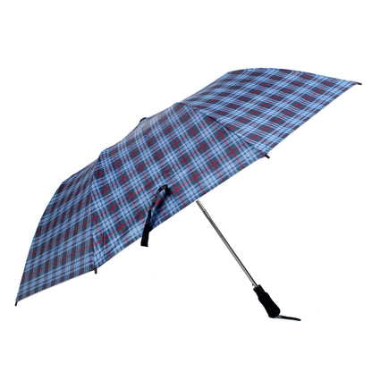 THE CLOWNFISH Umbrella 2 Fold Auto Open Waterproof Pongee Umbrellas For Men and Women (Checks Design- Light Blue)