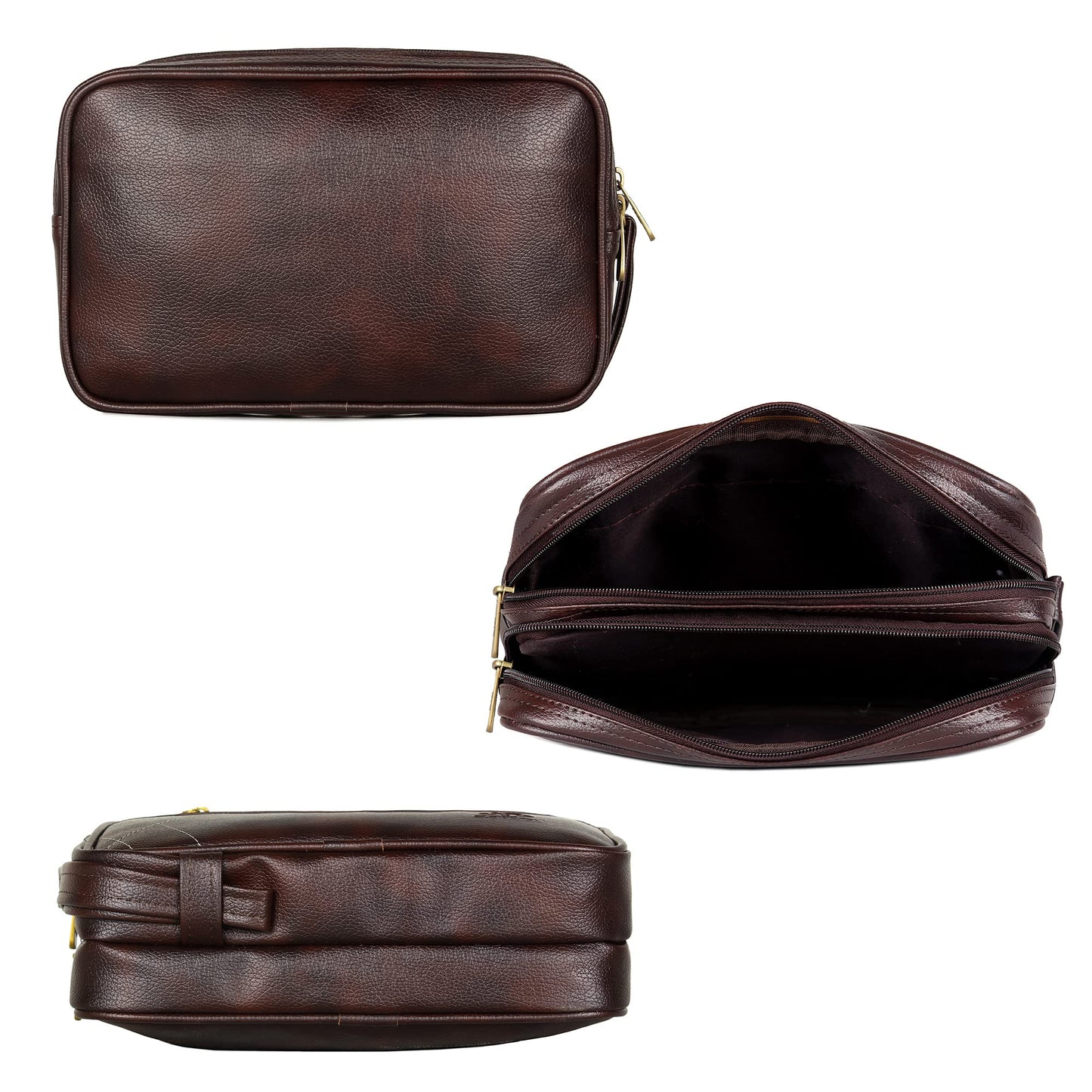 THE CLOWNFISH Unisex Multipurpose Travel Pouch Money Cash Pouch Wrist Handbag Clutch With Wrist Belt (Dark Brown)