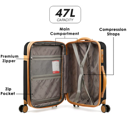 THE CLOWNFISH Kenzo Series Expandable Luggage ABS & Polycarbonate Exterior Hard Case Suitcase Eight Wheel Trolley Bag with TSA Lock- Champagne (Medium size, 63 cm-25 inch)