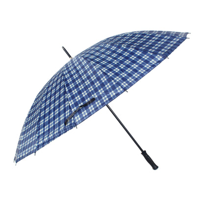 THE CLOWNFISH Umbrella Single Fold Manual Open Waterproof Polyester Umbrellas For Men and Women (Checks Design- Blue)