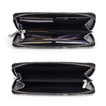 THE CLOWNFISH Donelle Collection Genuine Leather Womens Wallet Clutch Ladies Purse with Card Holders (Black)