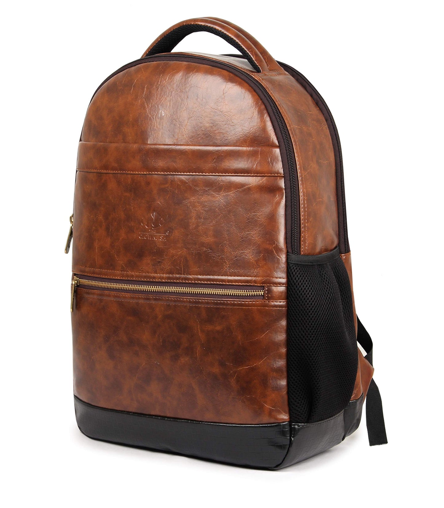 THE CLOWNFISH Sabre Unisex Faux Leather Chestnut Brown 15.6 inch Laptop Backpack | Casual Backpack | School Bag (Chestnut Brown)