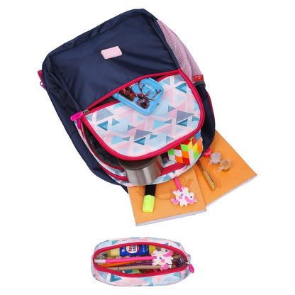 THE CLOWNFISH Edutrek Series Printed Polyester 36 L Standard Backpack With Pencil/Stationery Pouch School Bag Front Zip Pocket Daypack Picnic Bag For Boys & Girls, Age-10+ Years (Baby Pink)