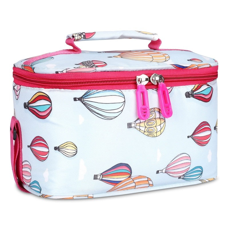 THE CLOWNFISH Snack Attack Series Polyester Printed Tiffin Carry Bag Lunch Bag Lunch Box Carrier Bag for School Picnic Travel Food Storage Bag (Sky Blue)