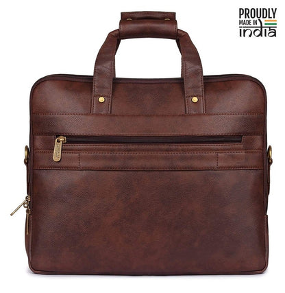 THE CLOWNFISH Conqueror Laptop Bag 15.6 inch, Leather Laptop Bag, Laptop Briefcase (Mahogany) (43 x 30 x 12 CM)