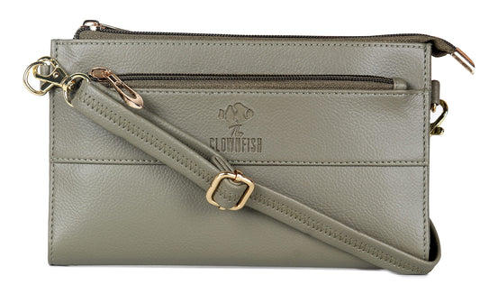 THE CLOWNFISH Priscilla Collection Womens Wallet Clutch Sling Bag Ladies Purse with Multiple Card holders (Olive Green)