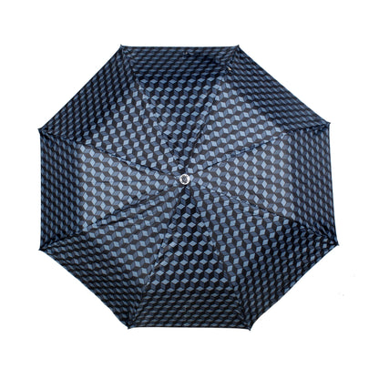 THE CLOWNFISH Umbrella 3 Fold Auto Open Waterproof 190 T Polyester Double Coated Silver Lined Umbrellas For Men and Women (Checks Design- Sky Blue)