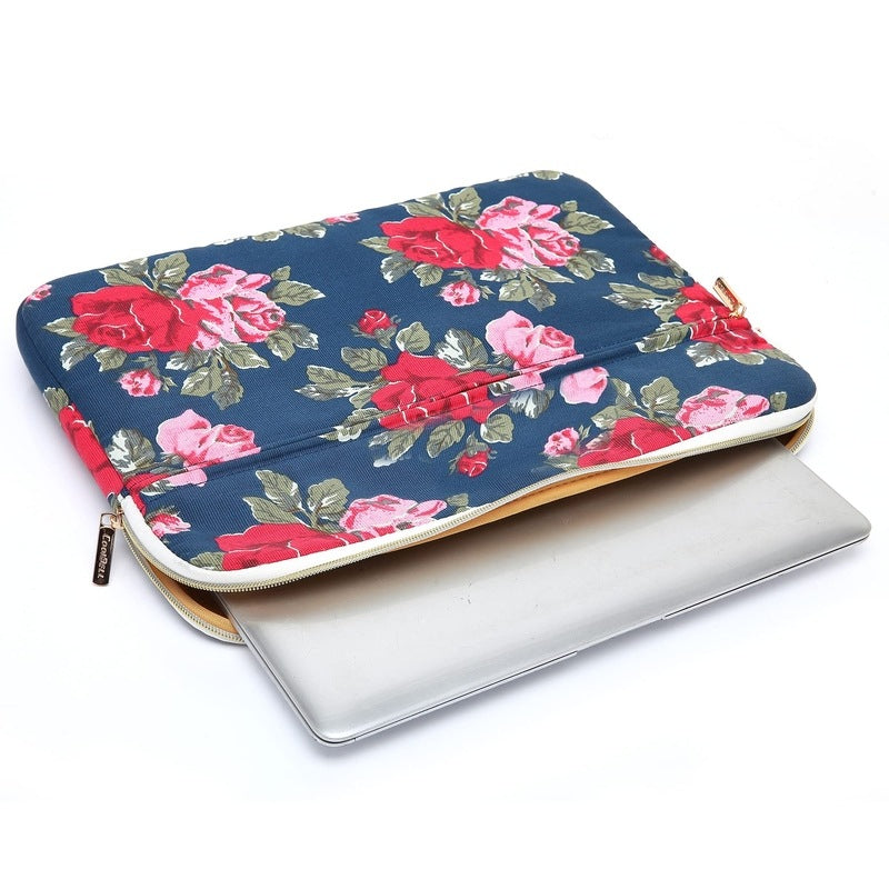 CoolBELL Flower Design Unisex Water Resistant Polyester 11.6 inch Laptop Sleeve Tablet Bag Sleeve (Navy Blue)