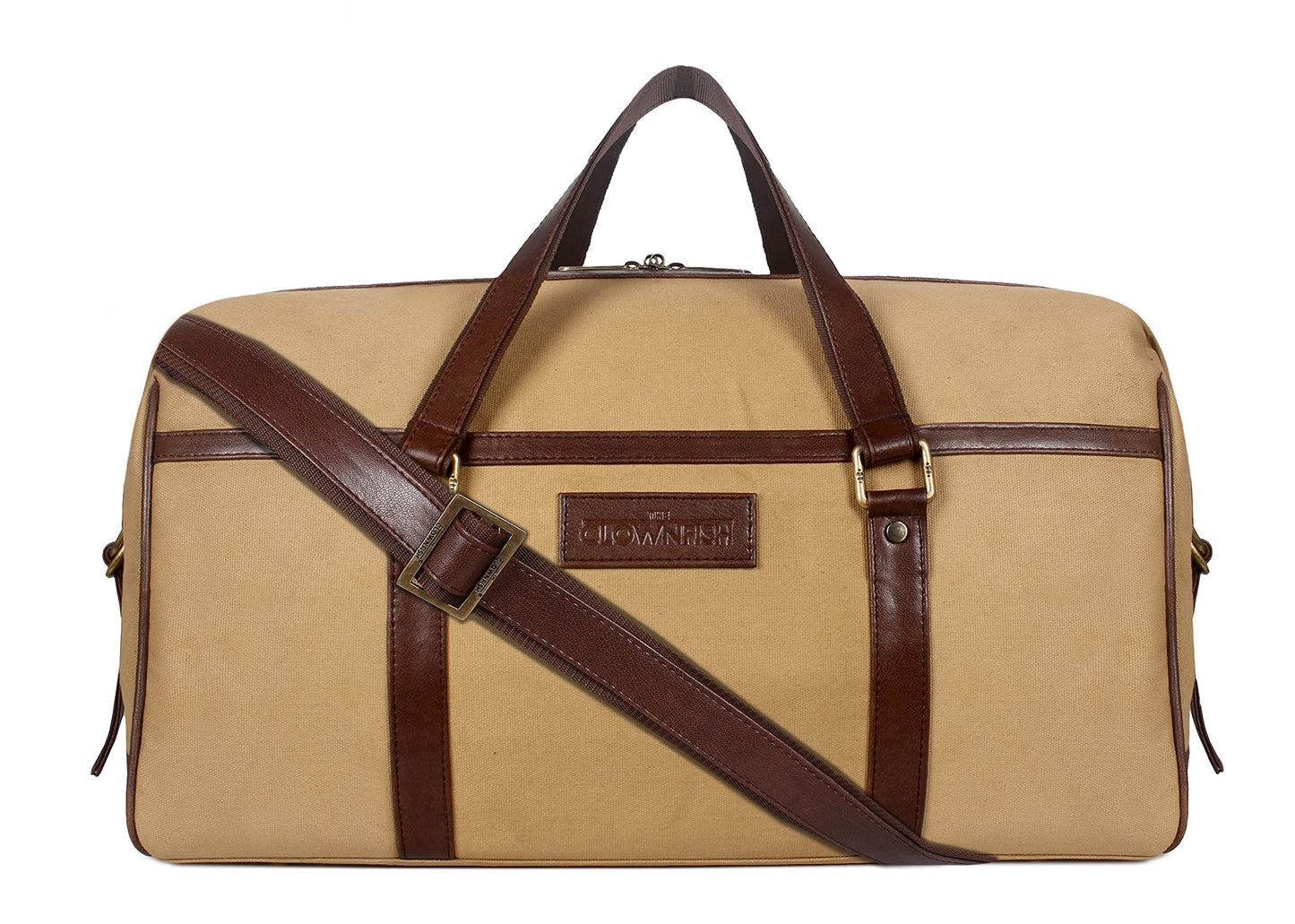 The Clownfish Mellyn 37 litres Canvas with Faux Leather Unisex Travel Duffle Bag (Yellow ochre)