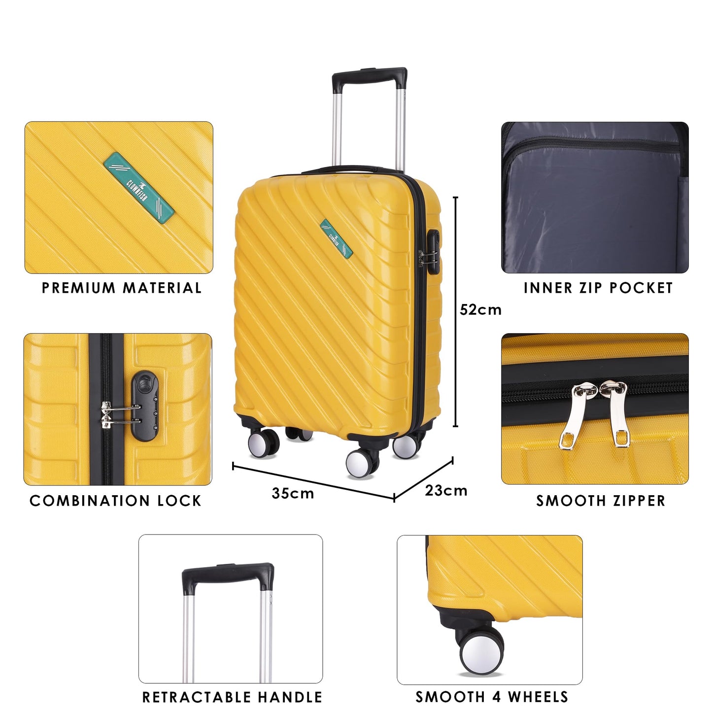 Wanderwheels Series Cabin Luggage Sunshine Yellow (Small)